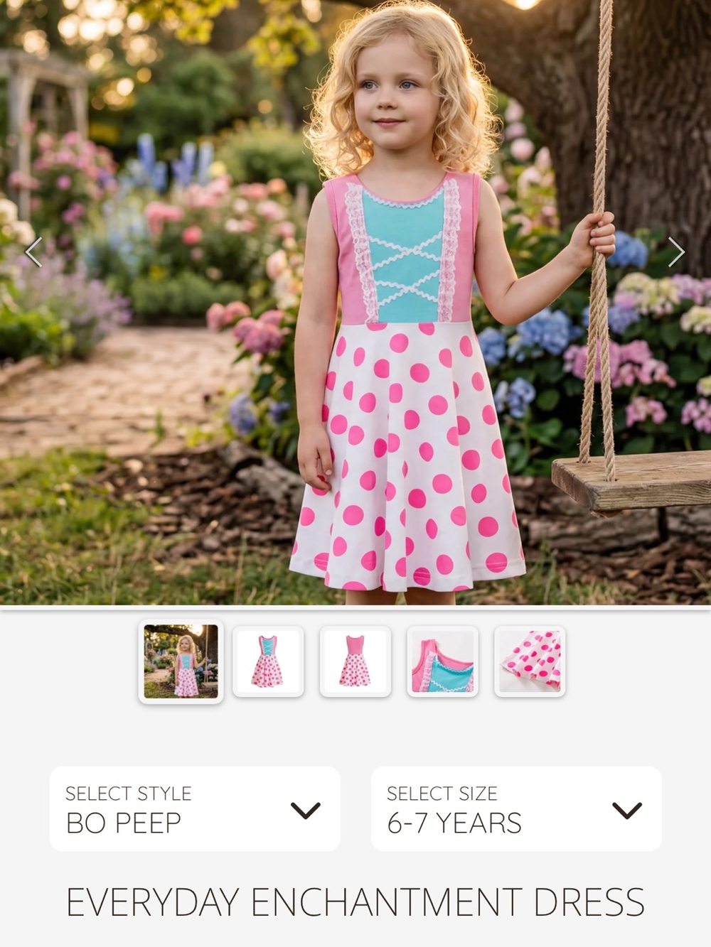 Everyday Enchantment Girls' Pink & Aqua Polka Dot Dress